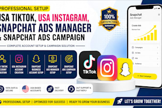 create USA tiktok, usa instagram, snapchat ads manager, snapchat ads campaign