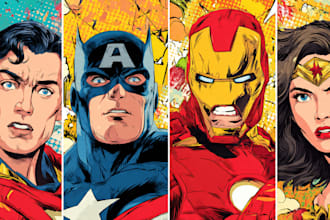 design an amazing superhero pop art