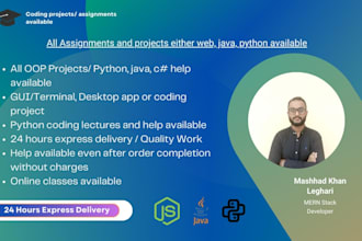 coding assignments in java,python, html, css projects for your work assignments