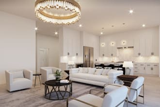 stage luxury empty home space, apartment living room,virtual kitchen and dinning
