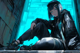 design anime character , cyberpunk character