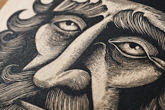 design linocut woodcut vintage retro illustration