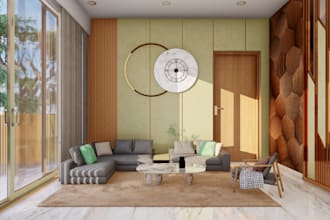 design a modern and stylish living room interior