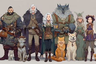 draw your dnd rpg character or party illustration art