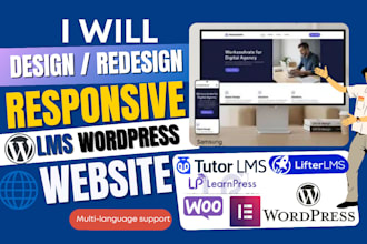 build wordpress tutor lms websites online course elearning website learndash lms