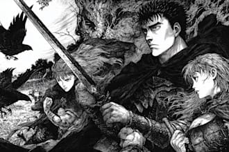 manga page custom dark berserk style art in high quality