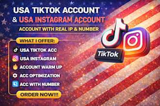 usa tiktok account, usa instagram account, warm up and optimization