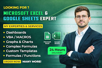 do excel spreadsheet, google sheets, automation, vba, macro, formulas, templates