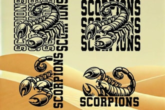 create hand drawn typography scorpions logo