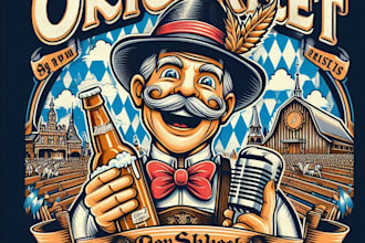 design high quality oktoberfest mascot logo with t shirt design