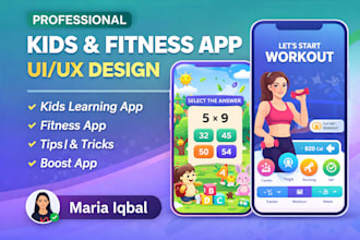 design kids workout and fitness app UI