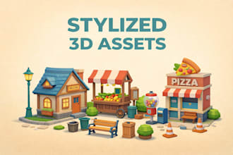 design low poly stylized 3d environment props for games