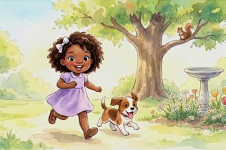 watercolor children storybook illustration