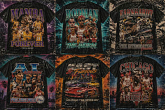 create 90s bootleg rap vintage t shirt design