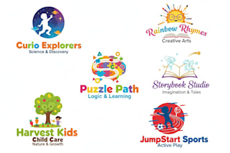 design modern childcare, education kids, and children logo