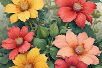 create a botanical watercolor illustration, floral drawing