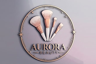 draw stylish and professional makeup brushes logo for your brand