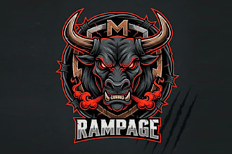 create outstanding angry bull head mascot logo