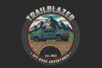 do professional new logo for truck by bridge and mountain