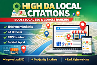 create 10 high da local citations for local SEO