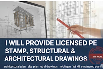 provide licensed pe stamp, structural and architectural drawings for wi, mi