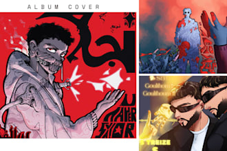 design cartoon rap and trap music cover design for your art