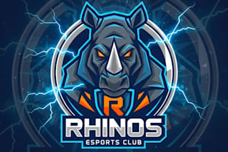 create original classic mascot rhino logo