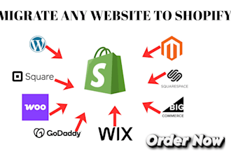 migrate duplicate html website to wordpress wix magento to shopify store hosting