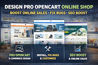 design pro opencart online shop boost online sales fix bugs seo boost