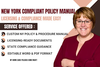 write new york compliant policy and procedure manual for home care licensing