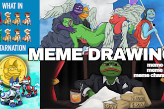 crypto meme art, twitter banner, cartoon character, memecoin
