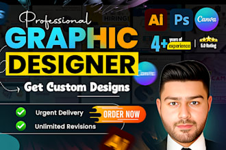 be your expert graphic designer, photoshop canva design urgent work for you