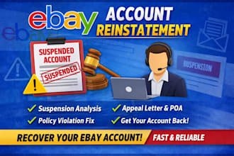 reinstate mc011 ebay suspended store, fix account
