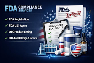 handle fda registration, US agent, otc listing, and product label design