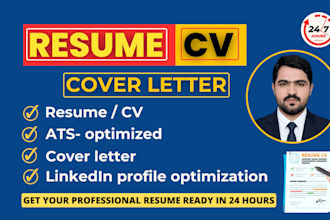 deliver 24 hour professional ats resume, CV writing service