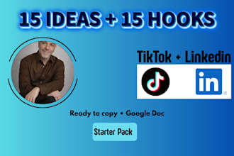 write 30 tiktok and linkedin hooks and content ideas