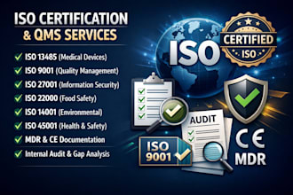 provide iso 13485, iso 9001, iso 27001 certification, qms and mdr documentation