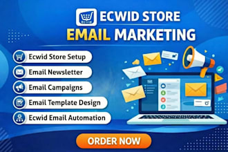 setup ecwid store, email newspaper automation, custom email templates