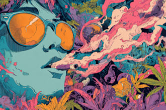 draw colorful psychedelic trippy stoner illustration unique style
