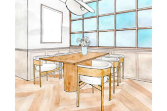 elegant freehand interior perspectives