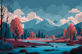 draw professional vector landscape illustration