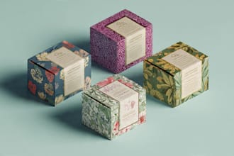design product packaging box and labels
