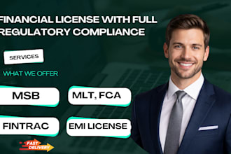 register msb, mlt, fintrac, fca and emi licenses with full compliance