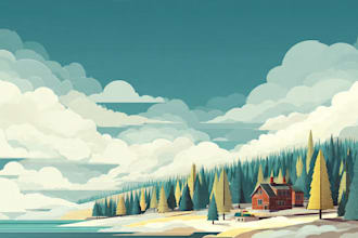 draw a flat vector landscape illustration