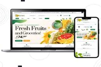 create grocery website, grocery store website, food website