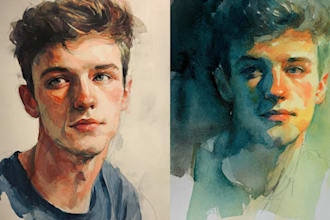 make watercolor portrait painting, photo to watercolor portrait painting