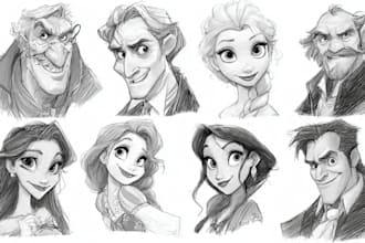 draw a fictional character in disney sketch style