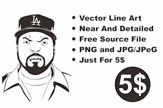 draw a clean line art portrait