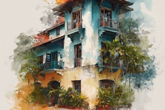 paint landscapes in watercolor