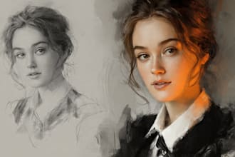 hand draw realistic people portraits